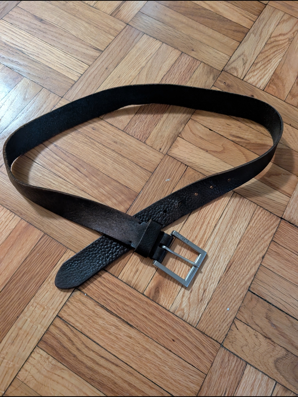 Men's Brown Leather Belt with Silver Buckle